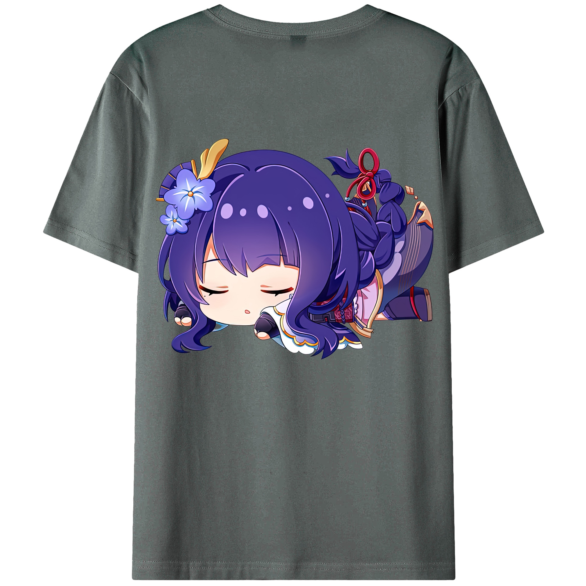 げんし神 雷電将軍 らいでんしょうぐん genshin Raiden Shogun 綿100％ メンズ半袖Tシャツ（バックプリント） 通気性